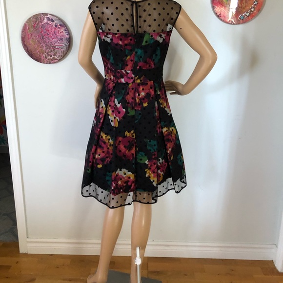 Eliza J .. Party Dress. Size 4. Multi Colour with Black polka dot over skirt. - Picture 4 of 8